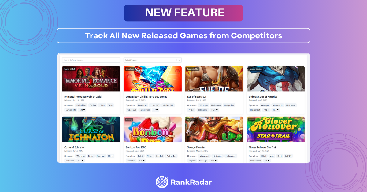 Track New Game Releases & Competitor Launches | RankRadar